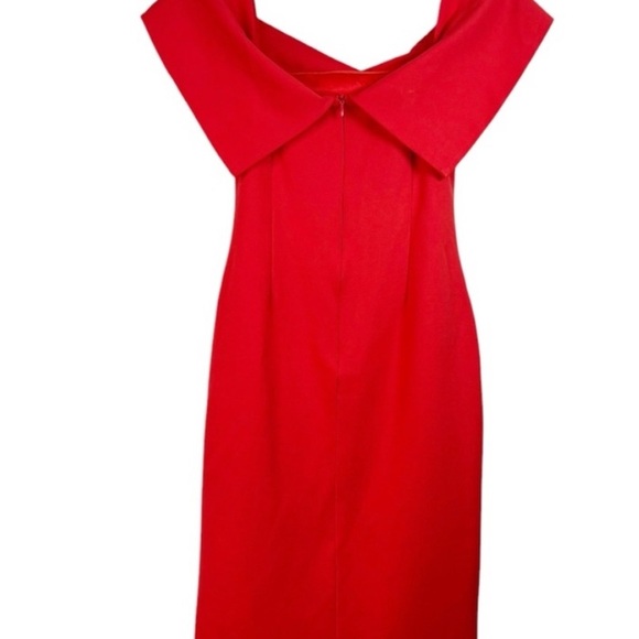 Lavish Alice Red Bandeau Asymmetrical Hem Midi Dress Size 6 - Picture 3 of 4